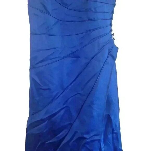 Niki Lavis Women's Royal Blue Poly Satin Ball Gown w Shawl - Picture 3 of 11